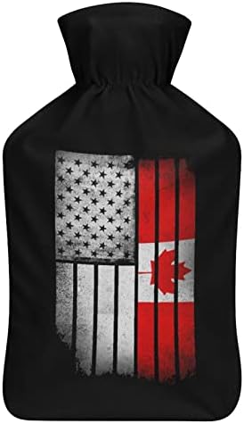 US Black and Canada Flag de água quente Injeção de borracha com cobertura de pelúcia quente para a cama Cólicas