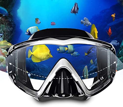 Máscara de mergulho adulto de mergulho com pano 3 pano 3, máscara de mergulho de mergulho com mergulho de vidro temperado com máscara