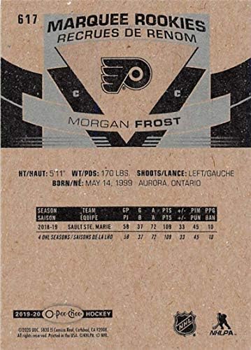 2019-20 O-Pee-Chee Atualização 617 Morgan Frost RC RC Philadelphia Flyers NHL Hockey Trading Card