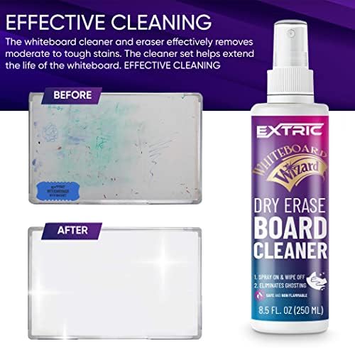 Limpador de quadro branco 8,5 onças Spray de limpeza de placa branca, limpador de apagamento a seco e pano de microfibra de limpador