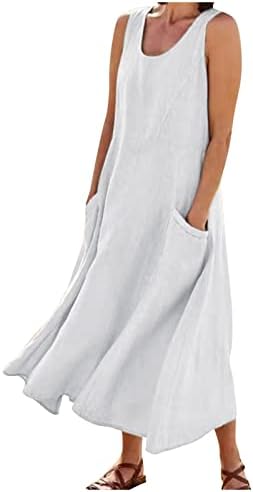 Verão feminino 2022 Moda casual algodão sólido e vestido médio longo de manga curta