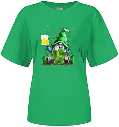 T-shirt de trevo do dia de Womens St Patrick abençoado e sortudo camisetas gráficas para mulheres de manga curta camisas de mulheres