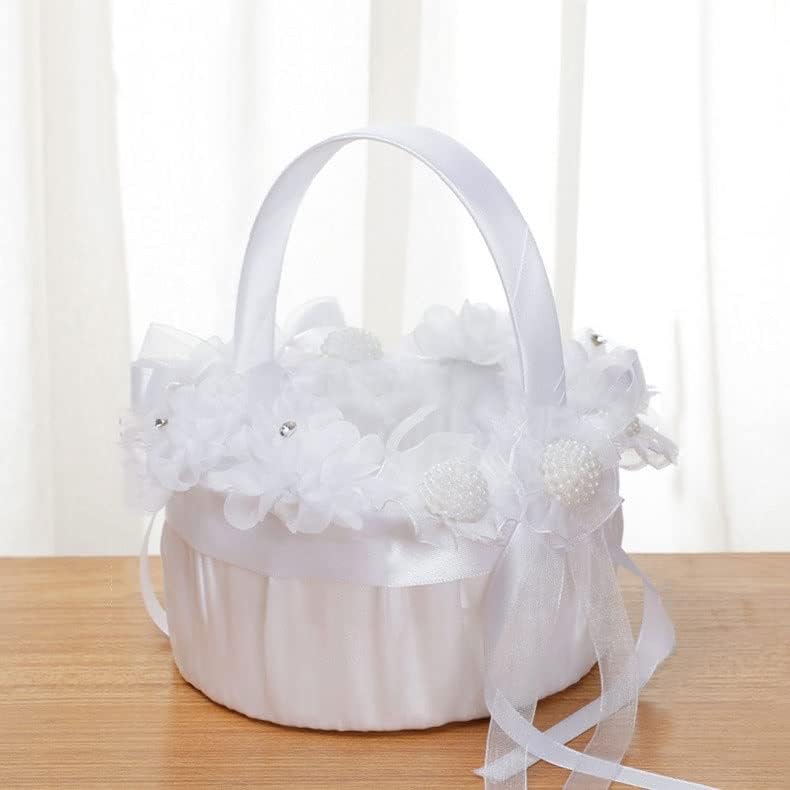Razzum fofo cesta de flores de casamento branco cesto de cesta de flores pequeno cesto de flor de flor de cesta de