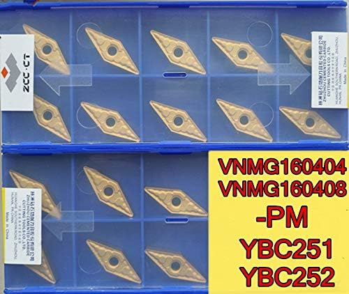 FINCOS VNMG160404-PM VNMG160408-PM 10PCS/SET YBC251 YBC252 ZCC.CT CNC PROCESSÃO DE BLADE DE CARBIDO: Aço: 160404 Ybc251