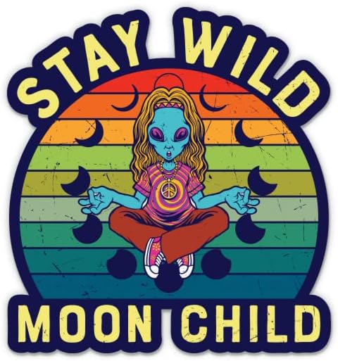 Stay Wild Moon Child Stickers - 2 pacote de adesivos de 3 - Vinil à prova d'água para carro, telefone, garrafa de água, laptop - Boho