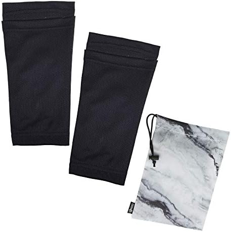 CM juventude adolescente shin guarda de mangas, 1 par, cor preta, com bolsa de cordão de padrões de mármore