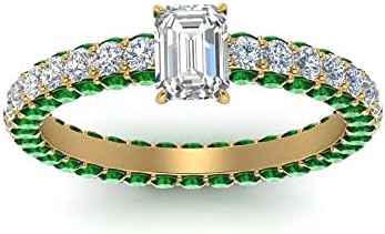 55CARAT Escolha sua pedra preciosa eternidade eternidade de ouro amarelo banhado em forma de esmeralda anéis de noivado de