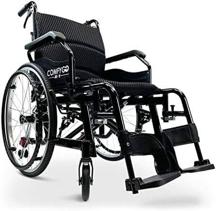 Cadeia de rodas dobrável de dobramento Ultra leve para adultos de 17,5 polegadas sede cadeira portátil ergonômica com pernas ajustáveis ​​Rodas largas com todo o terreno Silla de Ruedas