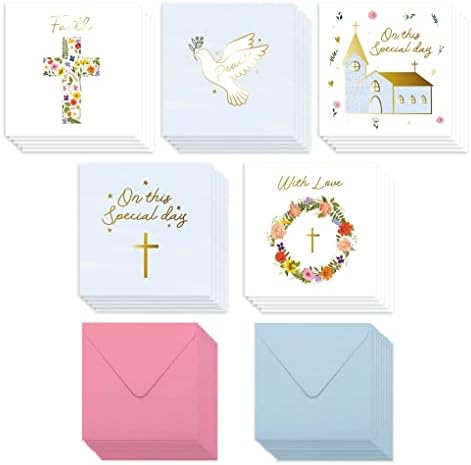Central 23 Cards de Páscoa Bulk - Pacote de 20 cartões exclusivos para casamento, batismo, cristão e comunhão - Cartões variados com temas cristãos com envelopes - cartões em branco com adesivos divertidos