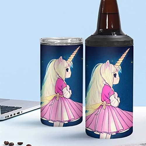 LOFE UNICORN ISULADO SLIM CANDER - LONGO LAN LAN LABER - Estilo de desenho animado isolada slim lata mais refrigerada