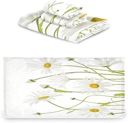 Toalhas de banho de Hatesah Conjunto de Daisy Branco Flores de Verão Natureza Toalhas de Luxo Floral Absorvente Melhor Toalhas de Banheiro de 3 Peças Conjunto de Banheiro, 1 toalha de banho, 1 toalha de mão, 1 pano, toalhas decorativas para spa, academia