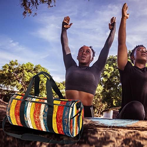 Mamacool colorido padrão de madeira Duffel Bolsa de transporte de bolsa de viagem para ginástica para a dança esportiva de ginástica