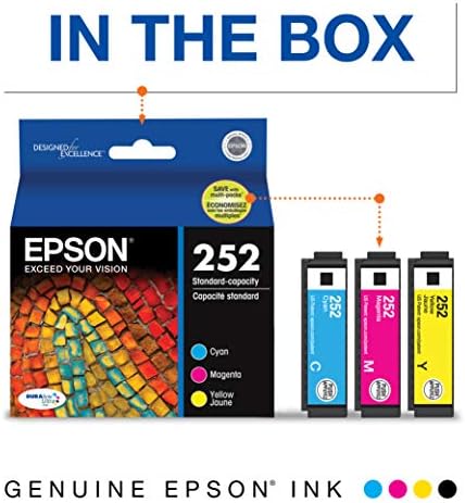 Epson T252 Durabrite Ultra Ink Capacidade Pacote de combinação colorida para impressoras de força de trabalho Epson selecionadas, 1 tamanho