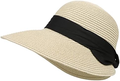 Chapéus de palha do sol de Summer Beach para mulheres largura BRIM Packable Travel Bucket Hats Upf 50+