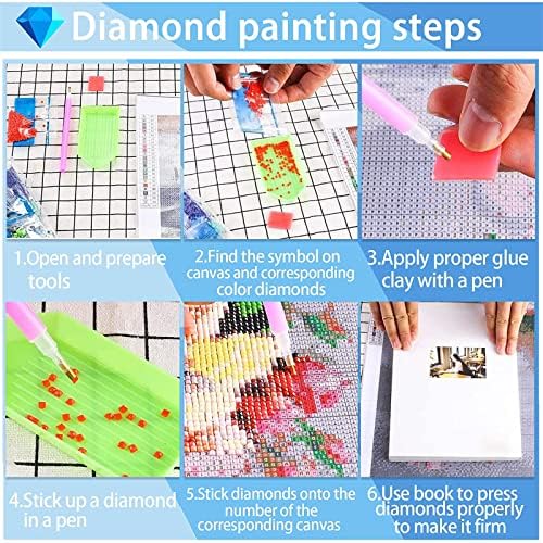 Kits de pintura de diamante 5D, arte de diamante para adultos para crianças iniciantes, pintura de diamante de broca completa