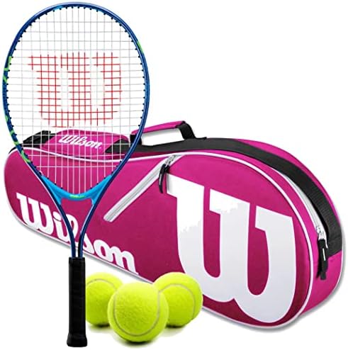 Wilson US Open Junior Tennis Racquet Facilizado com uma bolsa de tênis de vantagem e bolas de tênis - conjunto de partida perfeita para crianças de 3 a 10 anos
