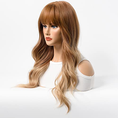 Derjly Brown peruca, com perucas em camadas de franja para mulheres perucas sintéticas resistentes à peruca naturais de aparência