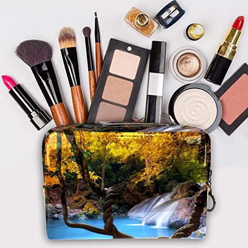 Tbouobt Bolsa cosmética para mulheres, bolsas de maquiagem Bolsa de higiene pessoal espaçosa presente de viagem, paisagem de outono