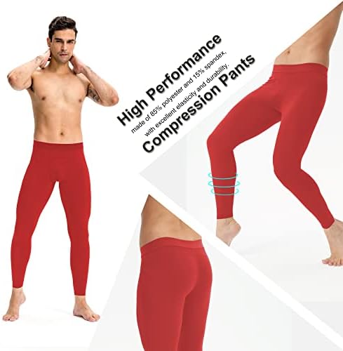 Calça de compressão masculina de abtioyllz esportes de leggings atléticos para camada de base treino ativo executando calças