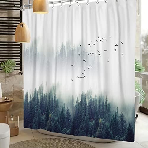 Renaiss 72x72 polegada Mister na floresta cortina de chuveiro para banheiro montanha nevo