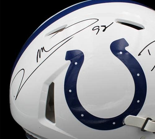 Mathis e Freeney assinaram o capacete da NFL autêntico da Indianapolis Colts - capacetes NFL autografados