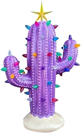 Retro Christmas Cactus - Cacto de árvore de Natal de resina vintage - Cacto brilhante Cactus Árvore de Natal Decoração