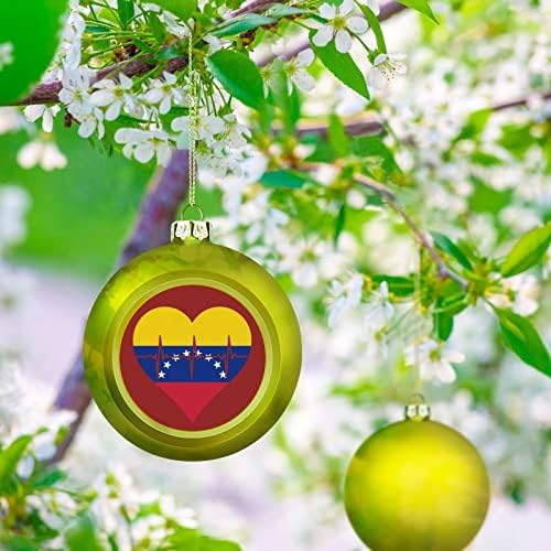 Amo Venezuela Heartbeat Bola de Natal Bola Survedores à prova de suspensão para decorações de festa na lareira da árvore de Natal