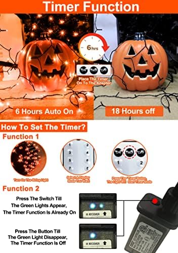 [Modo de flash 8 e temporizador] 300 LED 100 pés Halloween String Lights, Halloween Outdoor Indoor Lights Decorações