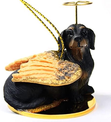 Dachshund Angel Christmas Dog Ornament: Black