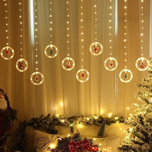 Luzes de corda de Natal em Vintop, 120 LED 10pcs Luzes de fada Santa, luz de cobre à prova d'água, ornamentos pendurados de Natal