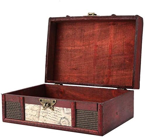 Caixa de armazenamento de madeira vintage de ftvogue pequeno livro de jóias que armazenam o organizador de armazenamento de armazenamento decoração da casa do baú