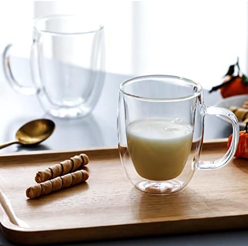 G Conjunto de canecas de café de parede dupla de 4 com copos de café expresso de vidro isolados para bebidas com leite com