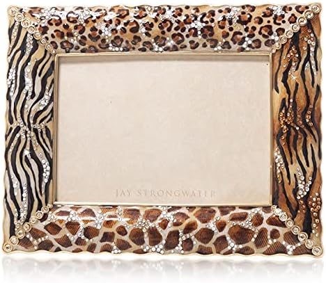 Jay Strongwater misto Animal Print Photo Frame, quatro impressões clássicas da coleção Safari, 5 x 7