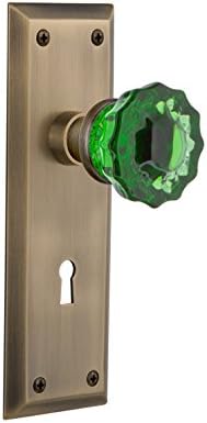 Armazém nostálgico 725723 Placa de Nova York com Privacidade da fechadura de privacidade Cristal Emerald Glass Door