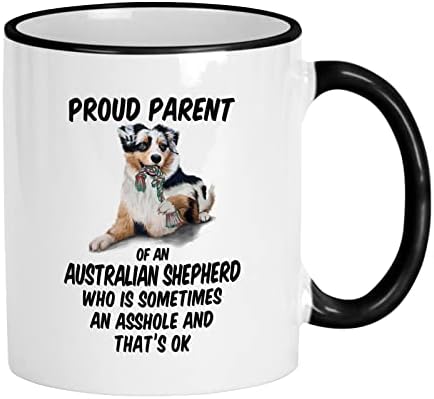 Casitika Australian Shepherd Gifts. Caneca de café australiana. Pais orgulhosos de um pastor australiano que às vezes é um ahole e tudo bem.