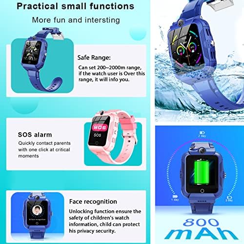 Ddioyiur Kids Smart Watch, 4G GPS Tracker Phone filho Smartwatch com wifi, SMS, chamada, bate-papo por voz e vídeo, bluetooth, alarme,