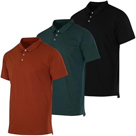 3 pacote: camisa de pólo de manga curta de algodão da camisa masculina - pólo de desempenho respirável