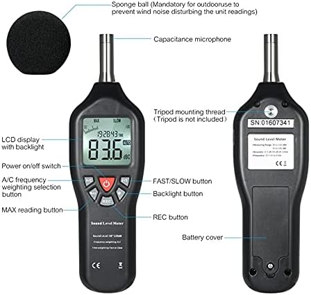 KFJBX LCD Nível de som Decibel Medidor Medidor Testador de ruído Tempo de medição Exibir configuração automática com função de registro de dados
