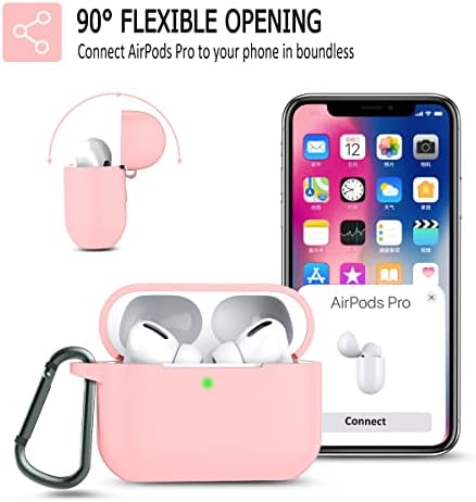 AirPods Pro Case Caso, Coffea Protective Silicone Case With Keychain para Apple AirPod Pro, Sand Pink [US Patent Registed]