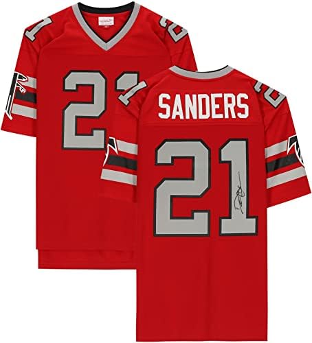 Deion Sanders Atlanta Falcons autografou Mitchell e Ness Red Réplica Jersey - camisas da NFL autografadas