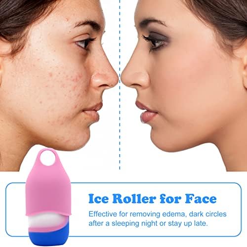 Rolo de gelo para face e olho - Reutilizável Ferramentas de cuidados com a pele do rolo de face rosa para iluminar Lubrificar Remover linhas finas, rolo de gelo facial do cubo de silicone à prova de vazamentos para alívio de face e olho