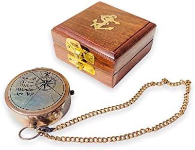 Bússola de bolso náutico Nem todos aqueles gravados Brass Camping Compass Bollow Compass com o item de sobrevivência ao ar livre de Sana Compass, 5 x 5 x 1,8 ''