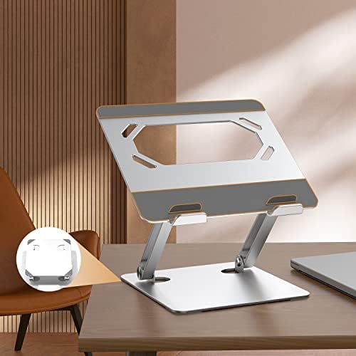 Stand de alumínio portátil ergonômico ajustável Vfeng, suporte de caderno anti -deslizamento dobrável, compatível com