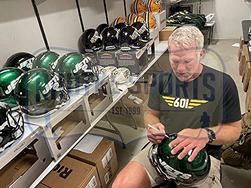 Brett Favre autografado/assinado New York Speed ​​Helmet Green