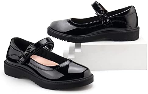 Jabasic Girls Black School Shop Shoes Bow Oxford Mary Jane