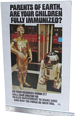Pôster de imunização 1979 Vintage Star Wars C-3PO R2-D2 ORIGINAL