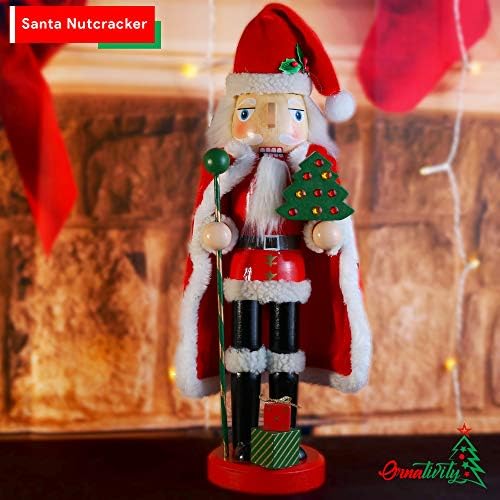 Ornatividade Natal Papai Noel Nutcracker - Holiday Wooden Nutcracker Papai Noel Figura Decoração em casa