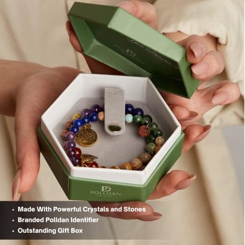 Poldan 7 pulseiras de chakra para mulheres e homens | Pulseira de pedras preciosas | Pulseira de energia de chakras
