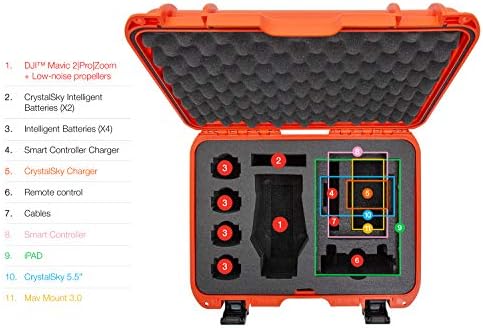 NANUK 925 Caso dura à prova d'água com inserção de espuma para DJI Mavic 2 Pro | Zoom + Smart Controller, Crystalsky 5.5 ou iPad - Orange