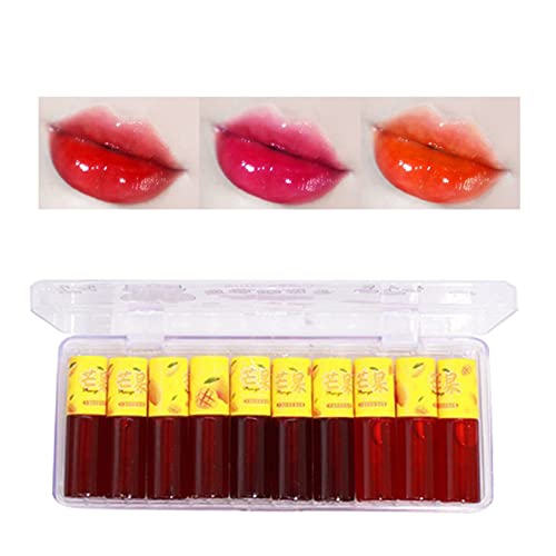 Lip Gloss Clear Pack 10 Conjunto de 10 esmaltes de frutas de frutas de frutas criativo para uso diário de veludo batom líquido Cosméticos